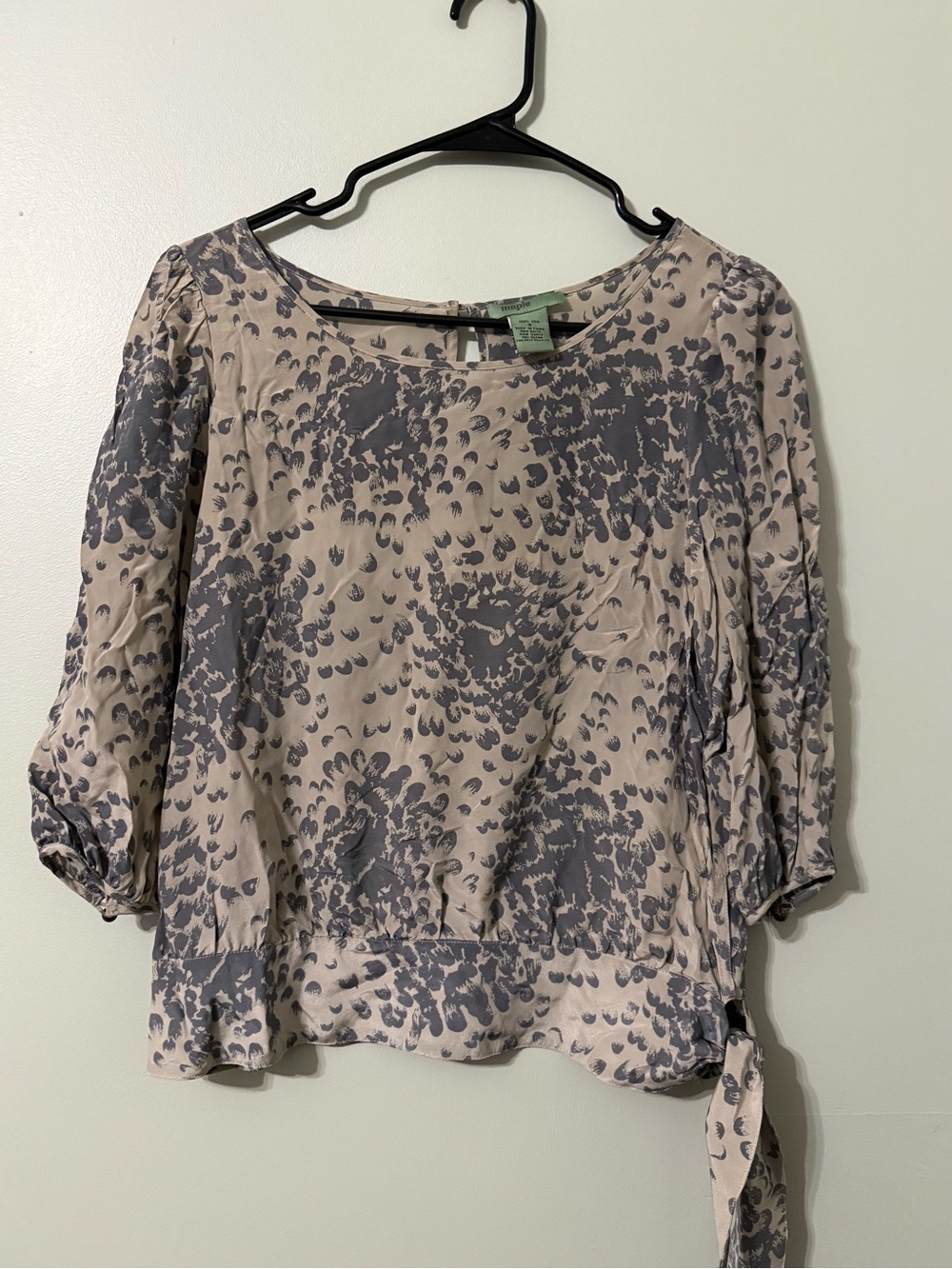 Gusts of Grey Blouse by Maple 100% Silk size 4